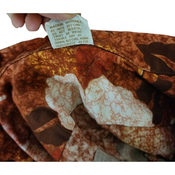 Vintage Barefoot in Paradise Hawaiian Aloha Shirt Mens M Rust Orange - Picture 6 of 6